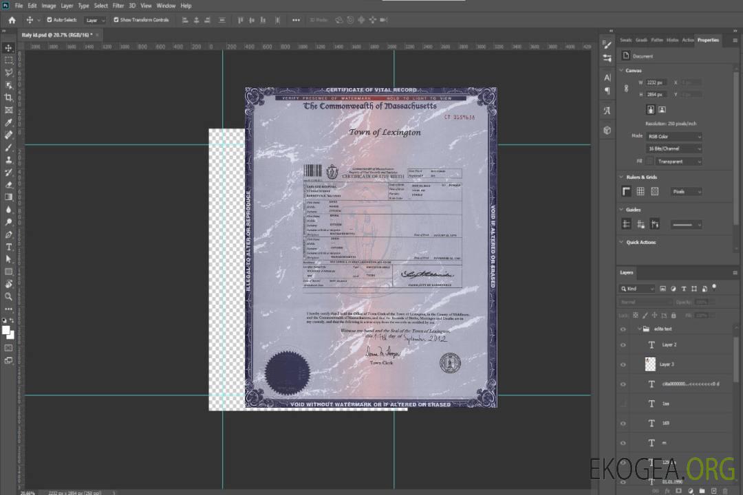 Modèle de certificat de naissance de l'État du Massachusetts aux États-Unis au format PSD template Modèle de certificat de naissance de l'État du Massachusetts aux États-Unis au format PSD template